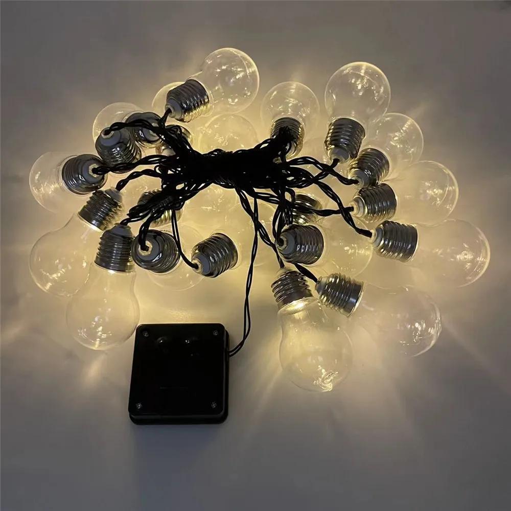 New LED Solar Bulb String Lights Christmas Decoration Light Bulb Waterproof Patio Lamp Holiday Garland For Outdoor G